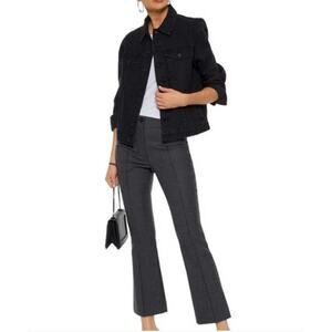 Helmut Lang Womens Size 0 Pants Crop Flare Melange Gray Houndstooth Wool Blend